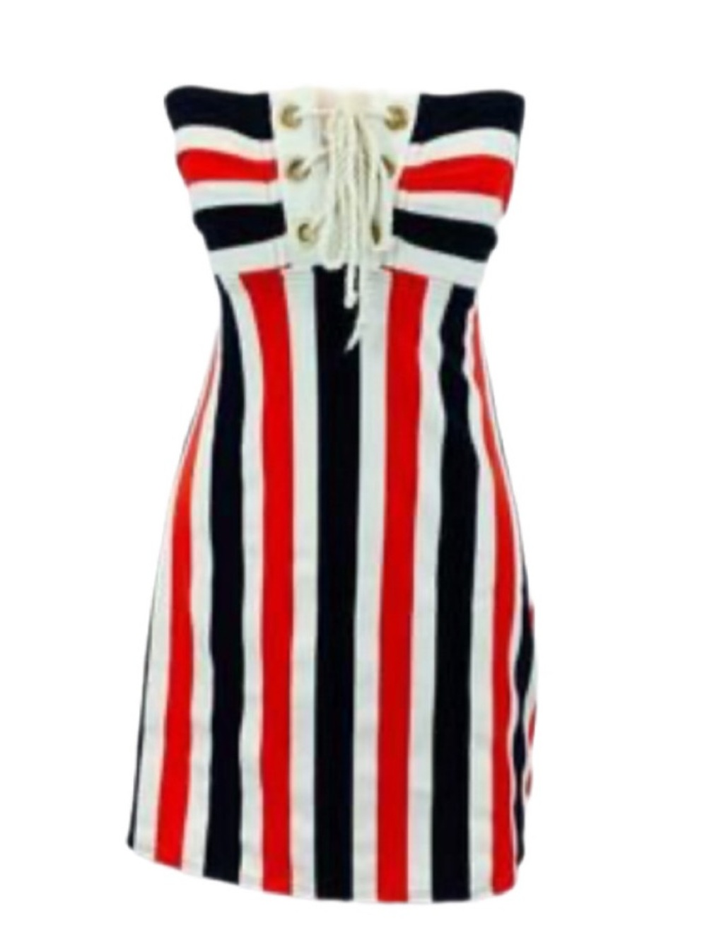 Juicy Couture Y2K Style Strapless Corset Mini Dress Nautical Stripe NWT S